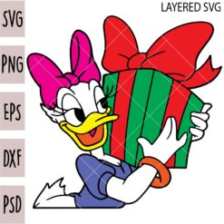 Daisy Duck with Santa Hat SVG, Christmas Duck SVG,  Santa Daisy Duck svg