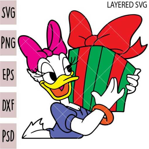 Daisy Duck with Santa Hat SVG, Christmas Duck SVG,  Santa Daisy Duck svg