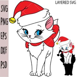 Santa Marie SVG, Cat Marie with Santa Hat SVG, Christmas Marie svg