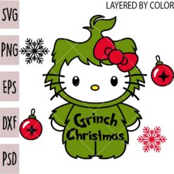Grinch Christmas kitty SVG, Grinch Kitten SVG, Hello Kitty Grinch SVG