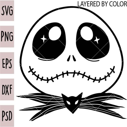 Jack Skellington Face SVG, The Nightmare Before Christmas Jack SVG, Layered Christmas Jack SVG 