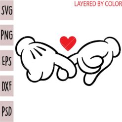  Cartoon Hands Heart SVG, Disney love Hands SVG, Disney Valentine’s Day Hands SVG