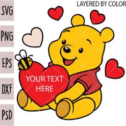 Valentine Winnie The Pooh with heart SVG, Winnie the Pooh Valentine Heart Balloon SVG