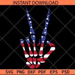 4th July Peace Sign Skeleton Hand SVG, Freedom Day Peace Sign Skeleton Hand SVG, Independence Day Skeleton Peace Sign SVG 01