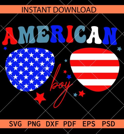 American Boy Sunglasses SVG, 4th July Boy sunglasses SVG, Freedom Day Boy sunglasses SVG