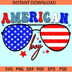 American Boy Sunglasses SVG, 4th July Boy sunglasses SVG, Freedom Day Boy sunglasses SVG