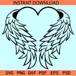 Angel wings heart svg, Angel Wings Heart SVG, Angel Wings Love SVG, In Loving Memory Heart Wings SVG