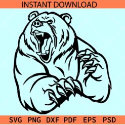 Angry bear SVG, Charging Bear Vector SVG, Screaming Bear SVG, Wild Animal SVG
