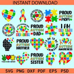 Autism Awareness Bundle SVG,  Autism Bundle SVG, Autism Puzzle Bundle SVG