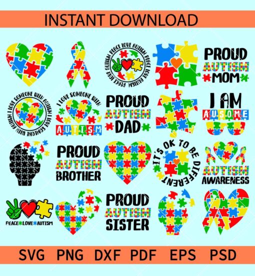 Autism Awareness Bundle SVG,  Autism Bundle SVG, Autism Puzzle Bundle SVG