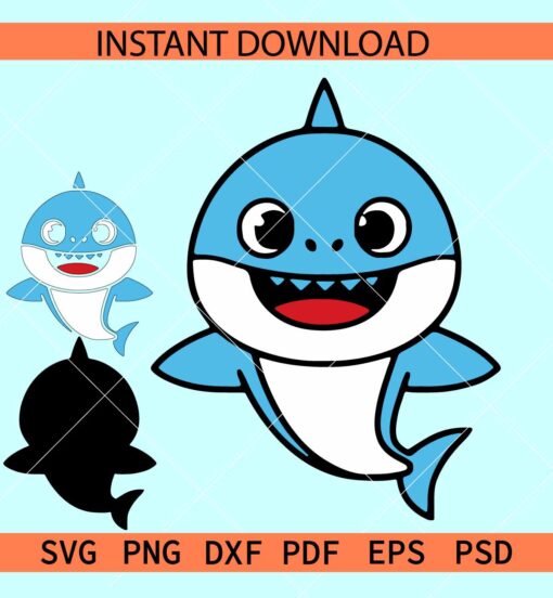 Baby shark cartoon SVG,  Layered Baby Shark SVG