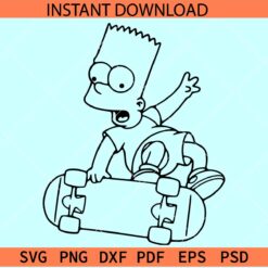 Bart Simpson skateboard outline SVG, Bart Play Skateboard In The Simpsons SVG