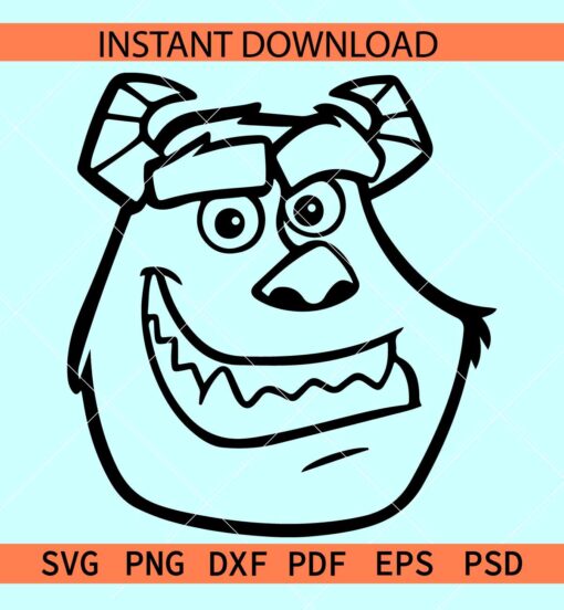 Blue Monster transparent SVG, Blue Monster Sketch SVG,  happy Monster face SVG