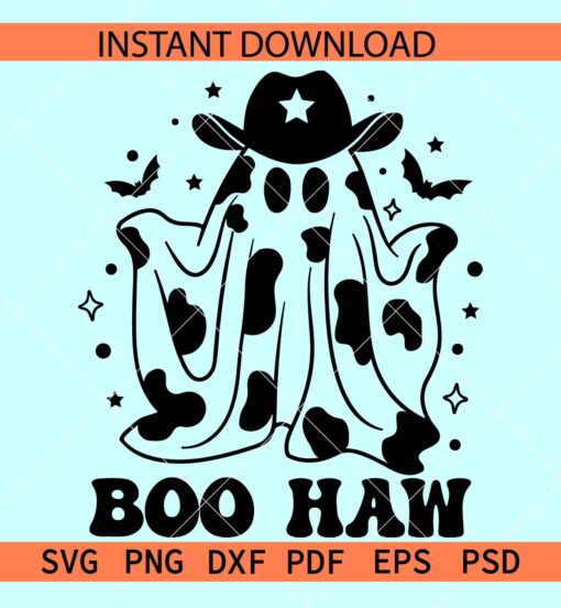 Boo Haw Cow Bow Ghost SVG, Cow bow boo ghost  SVG, Boo haw Halloween ghost SVG