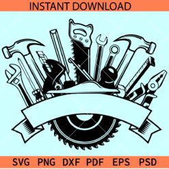 Builder tools name frame SVG, Builder Monogram SVG, Carpenter Tools Name Frame SVG