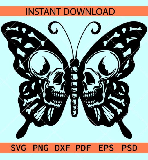 Butterfly skull SVG, Halloween Butterfly SVG, Skull Inside Butterfly SVG