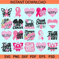 Cancer Awareness Bundle SVG, Cancer Awareness Saying Bundle SVG, Cancer Quotes Bundle SVG