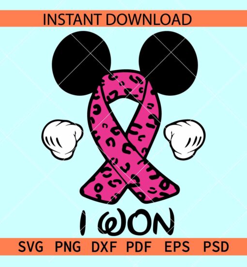 Cancer Awareness Mickey Ribbon and Hands SVG, Disney Cancer awareness SVG