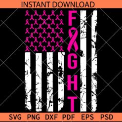 Cancer Ribbon Flag SVG, Fight Distressed Flag Cancer Ribbon SVG, Cancer Awareness Flag SVG