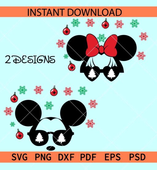 Christmas mickey Minnie snowflakes Bundle SVG, Christmas Disney Bundle SVG