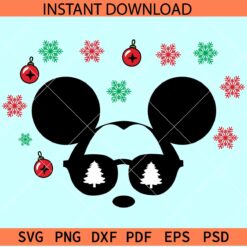 Christmas mickey snowflakes SVG, Christmas Disney Head SVG, Christmas mickey with sunglasses SVG