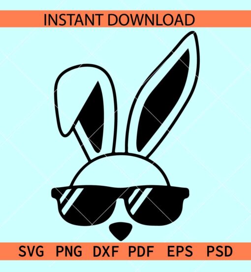 Easter Bunny Dude SVG,  Bunny with sunglasses SVG, Bunny Dude SVG, Bunny Face with sunglasses SVG