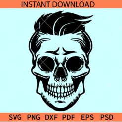 Halloween Skull Smiling SVG, smile skull with hair svg, happy skull SVG
