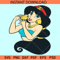 Jasmine Disney Princess SVG, Jasmine Holding Bird SVG