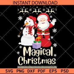 Magical Christmas snowman SVG, Santa Snowman SVG, Snowflakes Santa SVG, Santa clause with snowman SVG