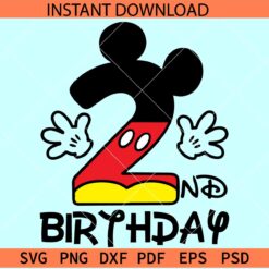 Mickey second Birthday SVG, 2 with mickey ears SVG, Disney 2nd Birthday SVG