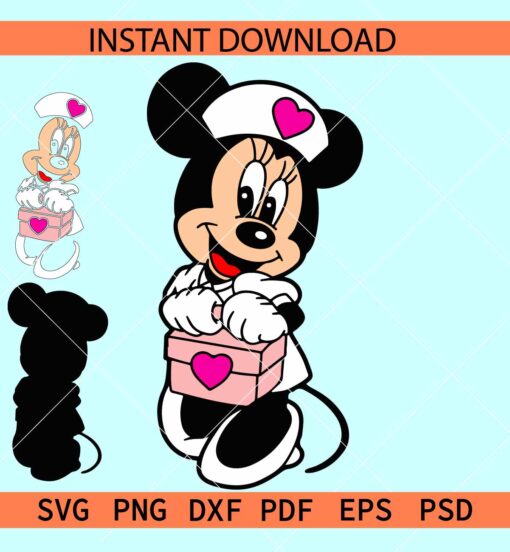 Minnie Nurse SVG, Disney Nurse SVG, Minnie with Nurse Hat SVG, Layered Minnie Nurse SVG