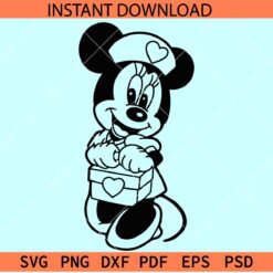 Minnie Nurse Sketch SVG, Disney Nurse Line art SVG, Minnie with Nurse Hat Vector SVG