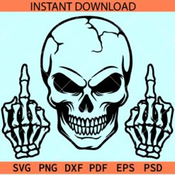 Skull Middle Finger SVG, Naughty Skull SVG, Halloween Skull Middle Finger SVG
