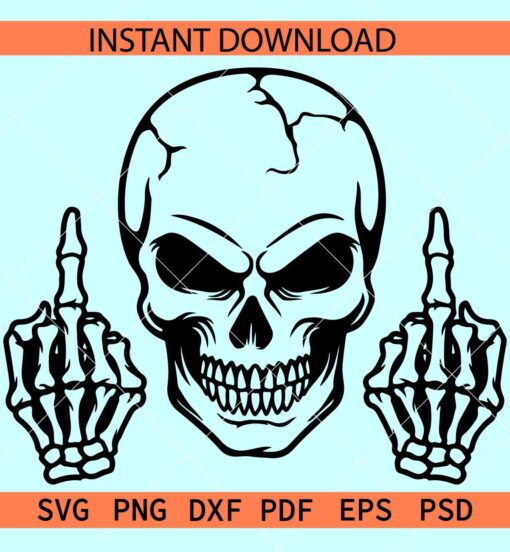 Skull Middle Finger SVG, Naughty Skull SVG, Halloween Skull Middle Finger SVG