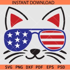4th of July Cat sunglasses SVG, Cat with patriotic sunglasses SVG, Patriotic Cat SVG