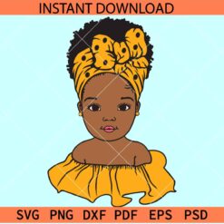 African American Afro girl SVG, Afro Girl with Earrings and Headband Colored SVG