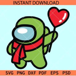 Among us with heart balloon SVG, Among us valentine SVG