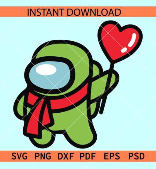 Among us with heart balloon SVG, Among us valentine SVG