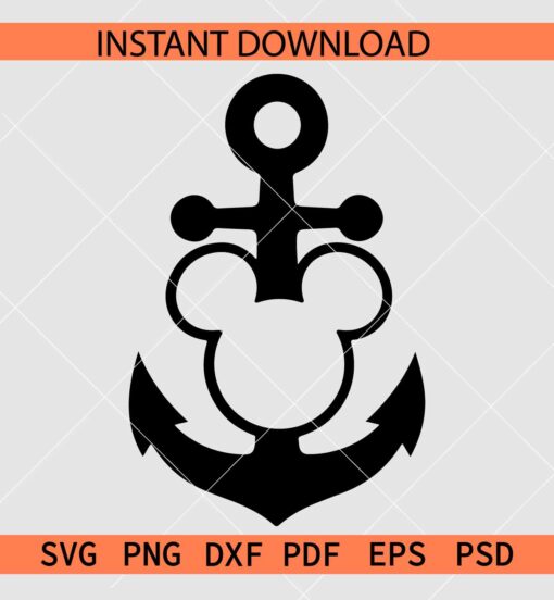 Anchor Mickey Mouse Head SVG, Disney Anchor SVG, Anchor In Mickey Head SVG