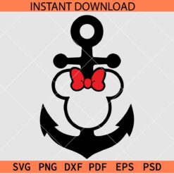 Anchor Minnie Mouse Head SVG, Disney Anchor SVG, Anchor In Minnie Head SVG