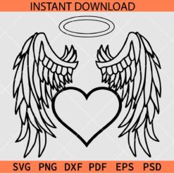 Angel Wings SVG,  Angel Wings With Heart Symbol SVG, Love Symbol Angel Wings SVG
