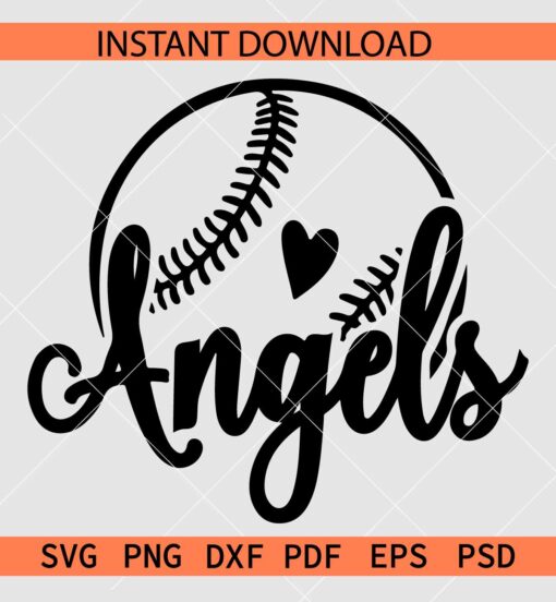 Angels Baseball Outline SVG, Angels Baseball Silhouette SVG, The Angels SVG