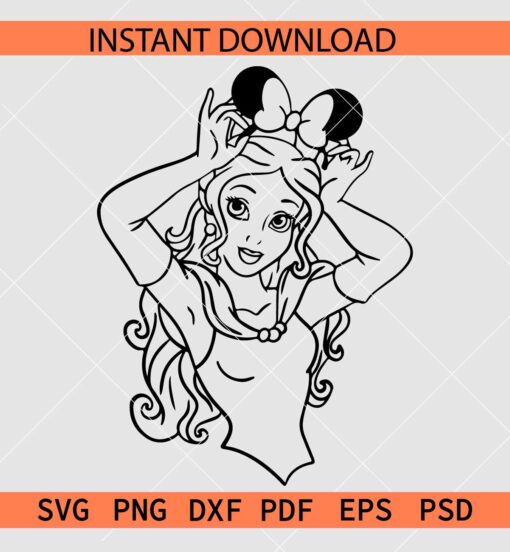 Aurora Princess with bow SVG, Aurora Princess Sketch SVG, Transparent Aurora Princess SVG