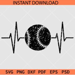Baseball Ball heart rate SVG, Baseball Ball Heart Beat SVG