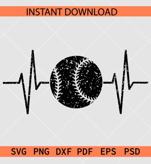 Baseball Ball heart rate SVG, Baseball Ball Heart Beat SVG