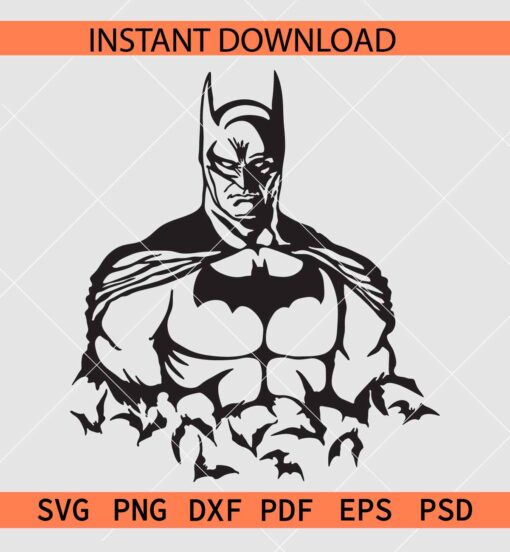 Batman with Bats flying SVG, Batman Vector SVG, Batman Silhouette SVG