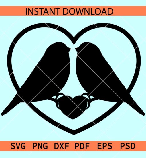 Birds in heart SVG, Birds inside love symbol SVG, Valentine birds SVG