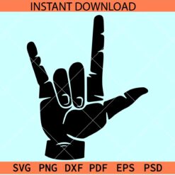 Black hand love sign SVG, Love hand ASL, Love sign Thumb SVG