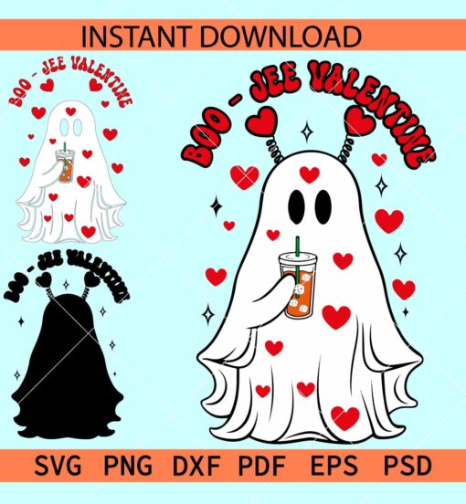Boojee Valentine Stanley Tumbler Inspired Belt Bag SVG, Ghost with Inspired Belt Bag SVG