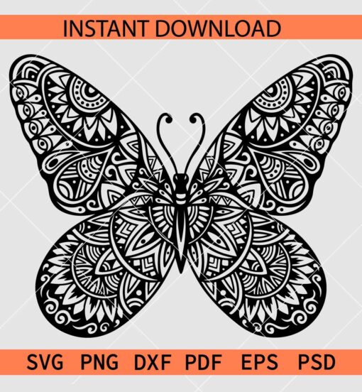Butterfly Mandala SVG, Floral Butterfly SVG, Butterfly Zentangle SVG